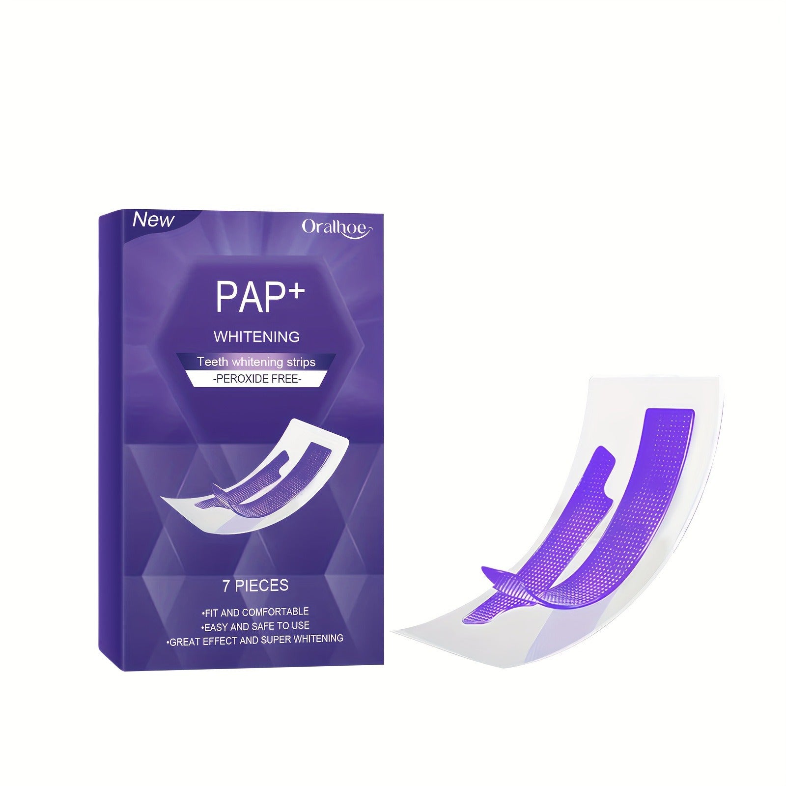 Purple Teeth Whitening Strips - Fast & Easy Dry Application